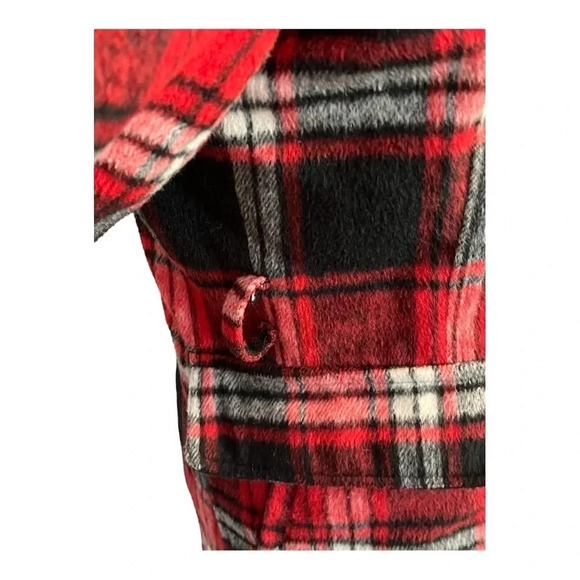 COCOA PLATINUM PLAID JACKET DOUBLE BREAST RED BLACK COAT WOOL‎ LINED SIZE MEDIUM - Picture 6 of 13